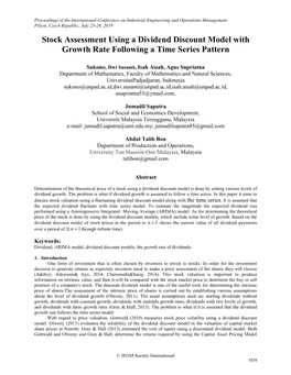 Stock Assessment Using a Dividend Discount Model with Growth Rate Following a Time Series Pattern