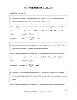 Chapter 31 Ideal Gas Laws