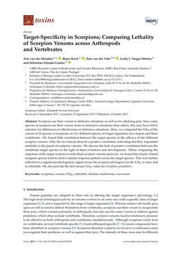 Target-Specificity in Scorpions; Comparing Lethality of Scorpion Venoms Across Arthropods and Vertebrates