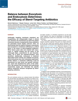 Balance Between Exocytosis and Endocytosis Determines the Efﬁcacy of Sterol-Targeting Antibiotics