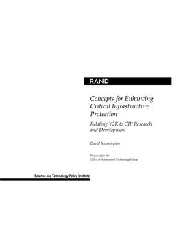 Concepts for Enhancing Critical Infrastructure Protection Relating Y2K to CIP Research and Development