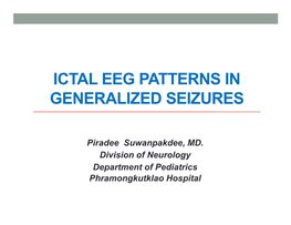 Ictal Eeg Patterns in Generalized Seizures