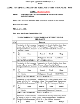 State Expert Appraisal Committee (SEAC) Kerala