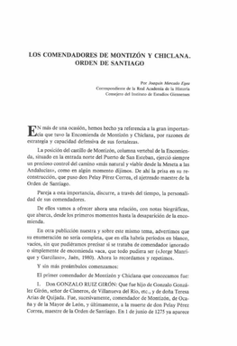 Los Comendadores De Montizón Y Chiclana. Orden De Santiago