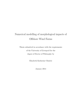 Numerical Modelling of Morphological Impacts of Offshore Wind Farms