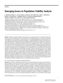 Emerging Issues in Population Viability Analysis