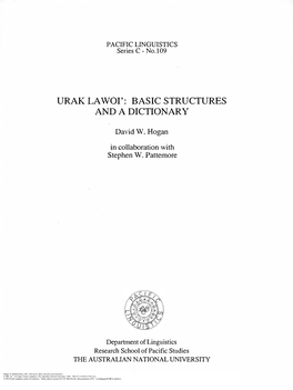Urak Lawoi: Basic Structures and Dictionary