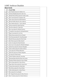 LOST Archives Checklist