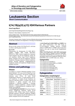 Leukaemia Section