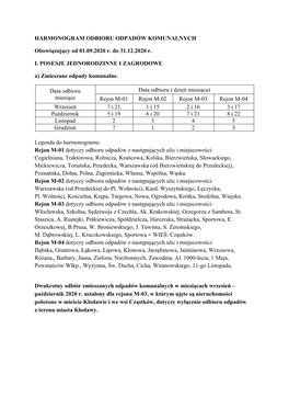 Harmonogram Odbioru Odpadów Komunalnych