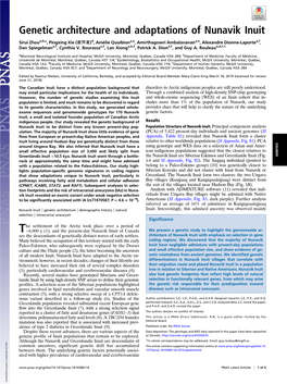 Genetic Architecture and Adaptations of Nunavik Inuit