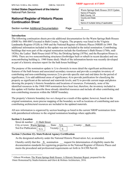 National Register of Historic Places Continuation Sheet