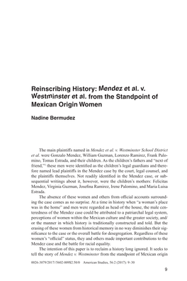 Mendez Et Al. V. Westminster Et Al. from the Standpoint of Mexican Origin Women