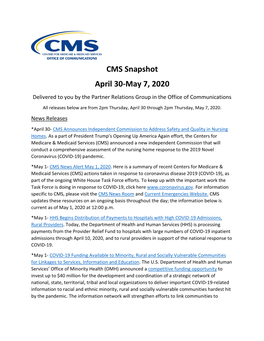 CMS Snapshot April 30-May 7, 2020 (PDF)