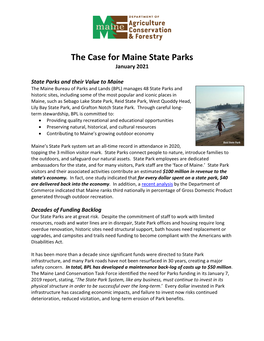 The Case for Maine State Parks January 2021