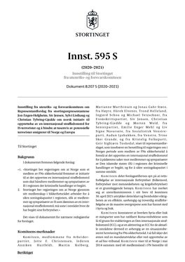 Innst. 595 S (2020–2021) Innstilling Til Stortinget Fra Utenriks- Og Forsvarskomiteen