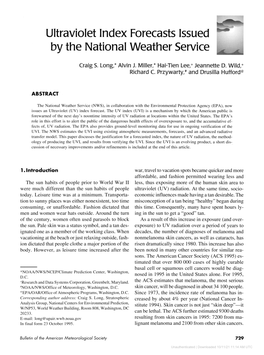 Ultraviolet Index Forecasts Issued by the National Weather Service # C