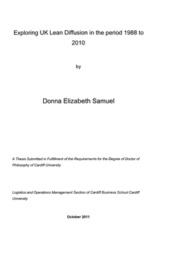 Exploring UK Lean Diffusion in the Period 1988 to Donna Elizabeth Samuel