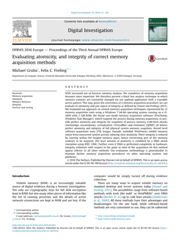 Evaluating Atomicity, and Integrity of Correct Memory Acquisition Methods