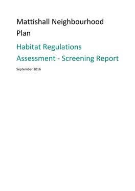 Mattishall HRA Screening Report