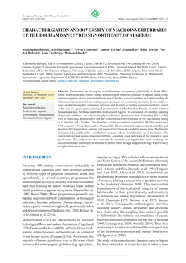 Characterization and Diversity of Macroinvertebrates of the Bouhamdane Stream (Northeast of Algeria)