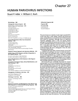 HUMAN PARVOVIRUS INFECTIONS Stuart P