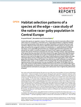 Case Study of the Native Racer Goby Population in Central Europe Krzysztof Kukuła1*, Bernadetta Ortyl2 & Aneta Bylak 1*