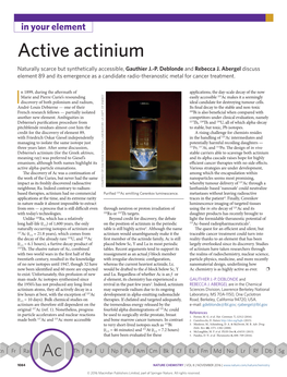 Active Actinium Naturally Scarce but Synthetically Accessible, Gauthier J.-P