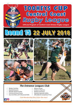 TOOHEYS CUP Central Coast Rugby League Official Program of Central Coast Division Rugby League