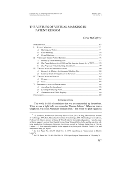 The Virtues of Virtual Marking in Patent Reform