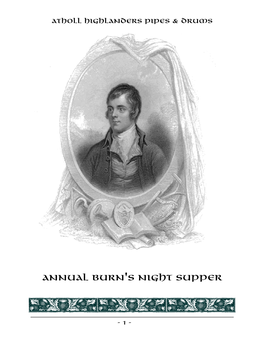 Atholl Highlanders Burns Supper Guide