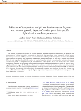 Influence of Temperature and Ph on Saccharomyces Bayanus Var