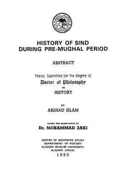 History of Sind During Pre-Mughal Period