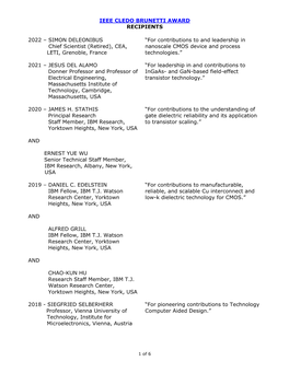 Ieee Cledo Brunetti Award Recipients