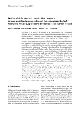 Wolbachia Infection and Parasitoid Occurrence Among Plant