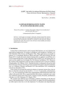 AAPP | Atti Della Accademia Peloritana Dei Pericolanti Classe Di Scienze Fisiche, Matematiche E Naturali ISSN 1825-1242