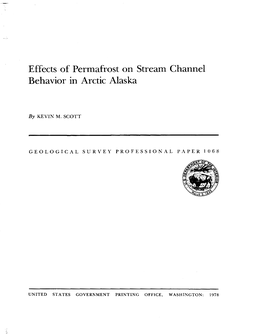 Effects of Permafrost on Stream Channel Behavior in Arctic Alaska