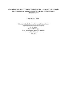 Morphometric Evolution of Paleozoic Brachiopods - the Effects of Environment and Ecological Interactions on Shell Morphology