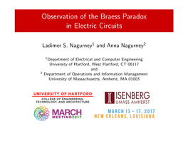 Observation of the Braess Paradox in Electric Circuits