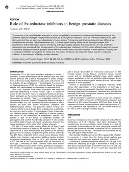 Role of 5Α-Reductase Inhibitors in Benign Prostatic Diseases