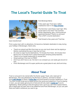 The Local's Tourist Guide to Tivat