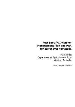 Diagnostic Protocol for Carrot Cyst Nematode (Heterodera Carotae Jones 1950)