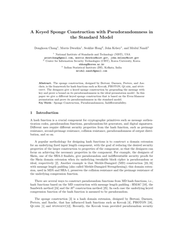 A Keyed Sponge Construction with Pseudorandomness in the Standard Model