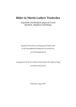 Bilder in Martin Luthers Tischreden