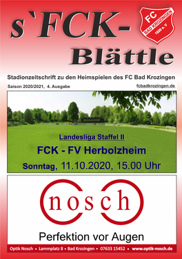 Blättle Stadionzeitschrift Zu Den Heimspielen Des FC Bad Krozingen Saison 2020/2021, 4