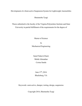 Development of a Semi-Active Suspension System for Lightweight Automobiles