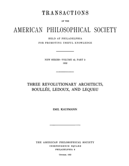 Three Revolutionary Architects: Boullee, Ledoux, and Lequeu