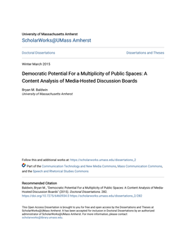 Democratic Potential for a Multiplicity of Public Spaces: a Content Analysis of Media-Hosted Discussion Boards