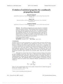 Evolution of Statistical Properties for a Nonlinearly Propagating Sinusoid