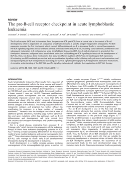 The Pre-B-Cell Receptor Checkpoint in Acute Lymphoblastic Leukaemia